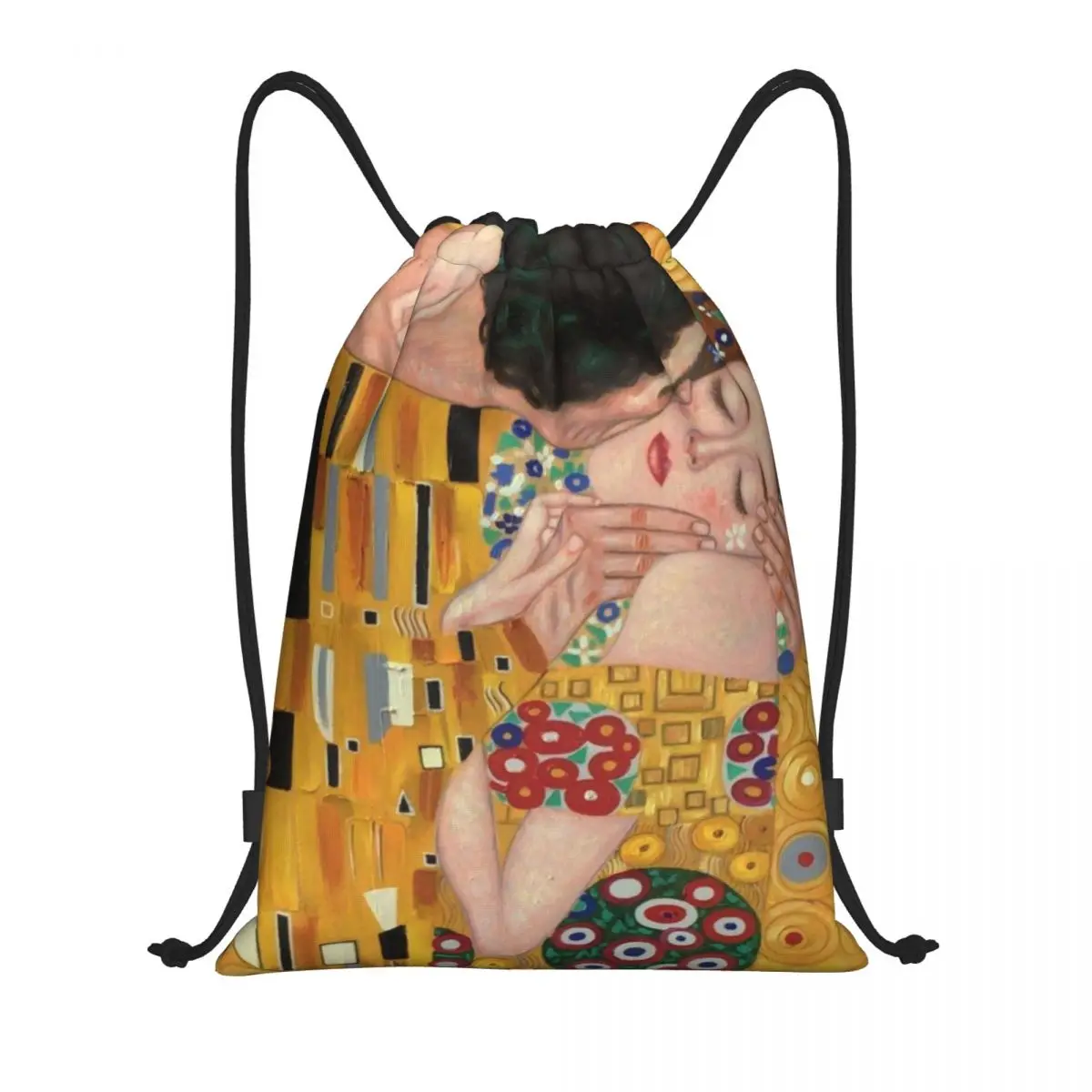 

Custom The Kiss By Gustav Klimt Drawstring Backpack Sports Gym Bag for Men Women Painting Art Training Sackpack