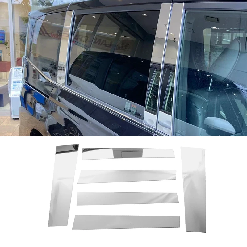 Car Door Window Chrome Polished Pillar Post Cover Trim For Toyota Voxy Noah 90 Series 2021 2022