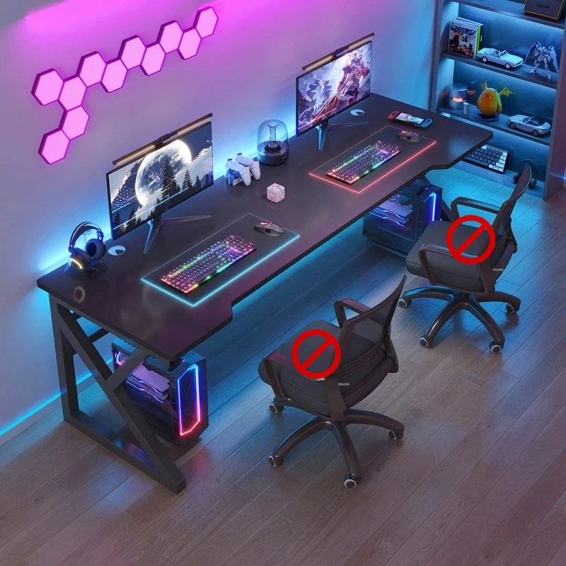 Modern Minimalist Dual Computer Desk Bedroom Home Office Gaming Desk Foldable Study Table Chair Set Computer Table Muebles