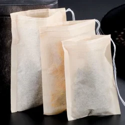 200/100x Disposable Teabag Natural Wood Pulp Paper Tea Filter Bag with Drawstring Empty Tea Filter Bags Infuser for Coffee Spice