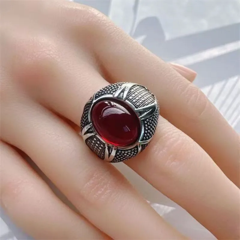 New Retro Adjustable Ring Inlaid Simulated Crystal Elegant Stylish Unisex Fashion Finger Jewelry