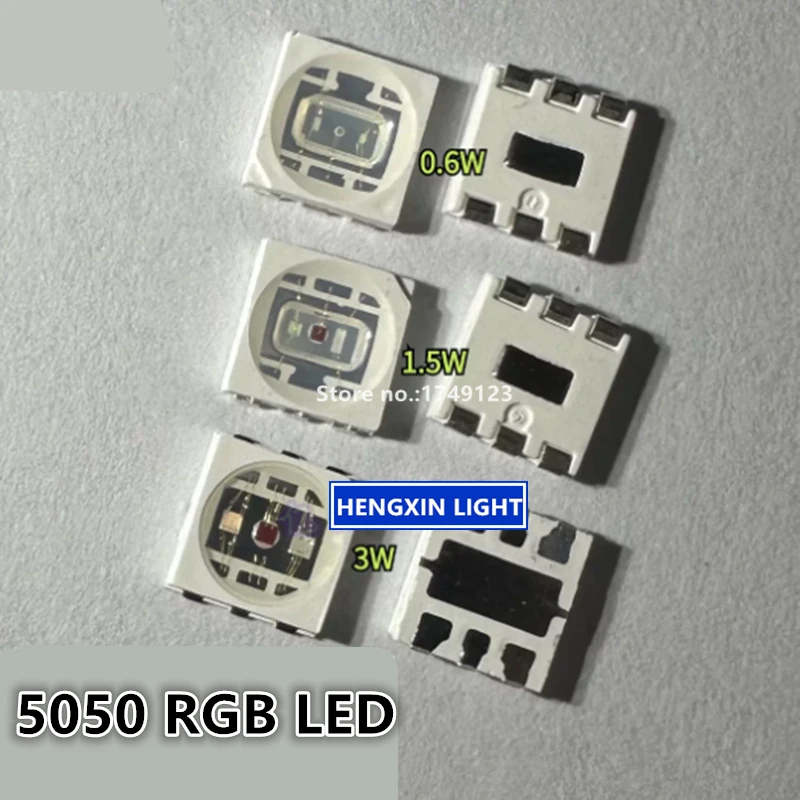 Суперяркие светодиоды 5050 RGB, 0.6 Вт, 1.5 Вт, 3 Вт, высокой мощности, красно-зелено-синие, полноцветные SMD-чипы.