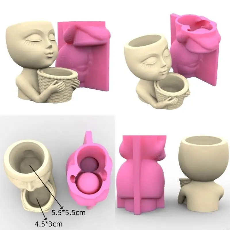 24TD Unique Girl -Forme Planter Mold Siliconen Bloempotten Mallen voor DIY -enthousiastelingen