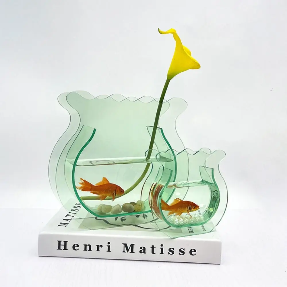 Acrylic transparent fish tank vase, office living room creative ornaments, flower bone shape vase fish tank (multi-color)