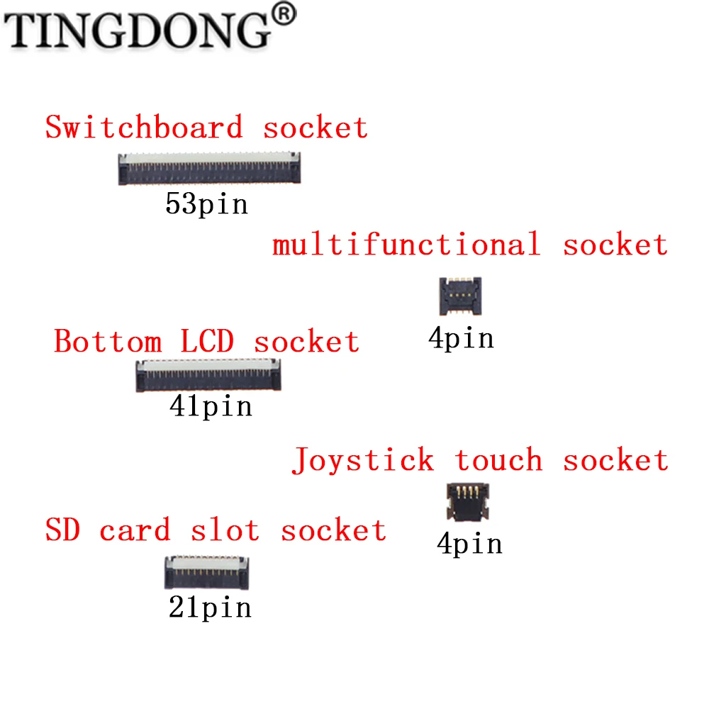 

4Pin 21Pin 41Pin 53Pin FPC Женская розетка Материнская плата ЖК-дисплей Экран Гибкий кабель Зажим Ленточный разъем для нового 3DS LL XL