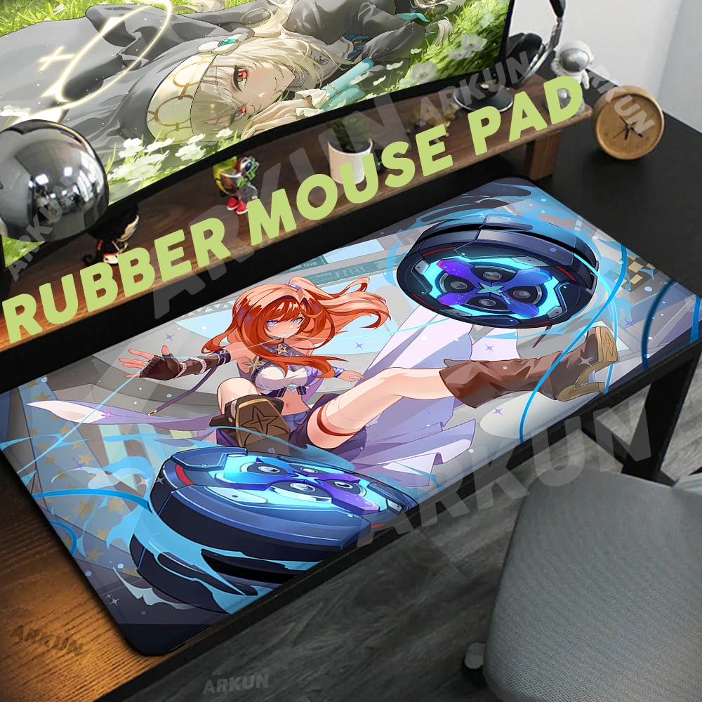 Tapis de souris Senadina Honkai Impact merveilleuse, 900x400, Kawaii, mignon, populaire, tapis de jeu, ordinateur, média, doux, accessoires de bureau, polymères de bureau