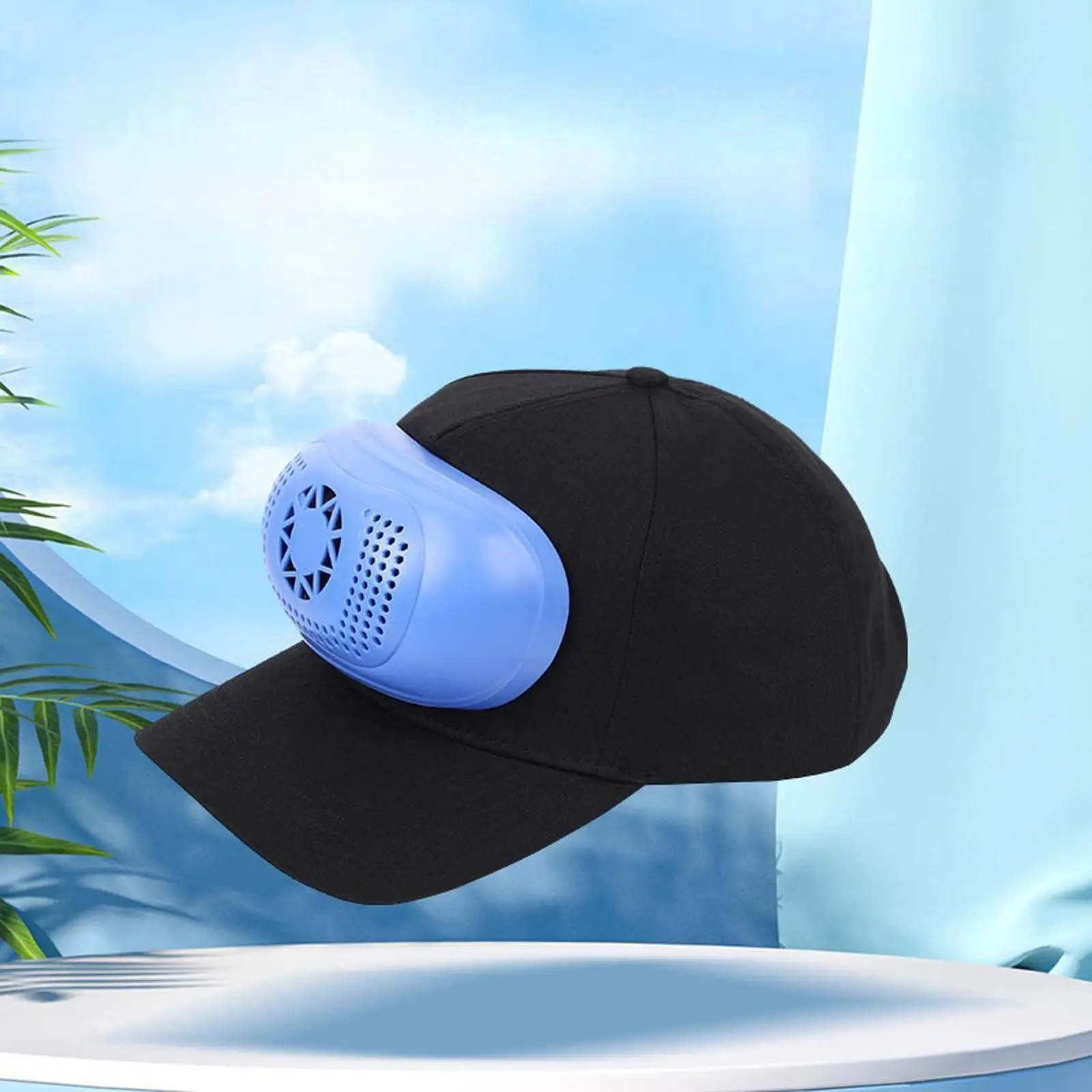 หมวกเบสบอลกระบังแสงพร้อมพัดลมวันหยุดเดินทางหมวกเบสบอลสีฟ้าสำหรับกีฬากลางแจ้งหมวกหน้าร้อนได้ถึง3ระดับ