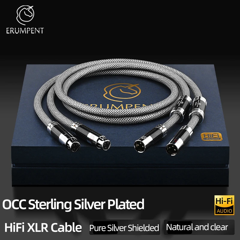 ERUMPENT High Quality HiFi XLR Cable With 3Pin XLR Microphone Cable OCC Silver Plated 2XLR Male to Female Balanced Audio Cable