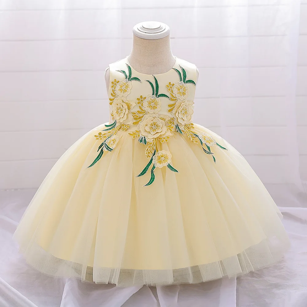 

Newborn Children Princess Ball Gown Embroidery Bridesmaid Vestidos Wedding Party First Communion Dress For Girl Carnival Costume