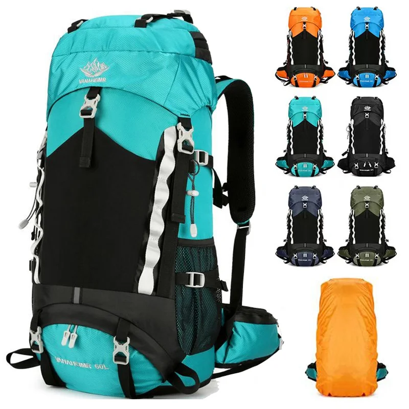 Camping Travel Backpack Outdoor Bag Climbing With Rain Cover For Men Hiking Trekking Mountaineering Sports Hydration Bags 60L