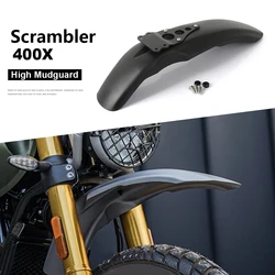 For Scrambler 400X SCRAMBLER 400 X 2024 New Motorcycle Front High Mudguard Fender Plastic Cover Black Durable