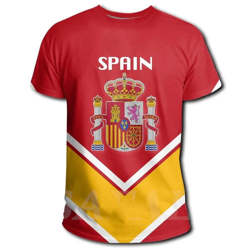T-shirts Spain Flag 3D Print  Summer T Shirt Fashion Kids Hip Hop Casual Boys Girls Unisex Round Neck Tees Tops Clothing For Men