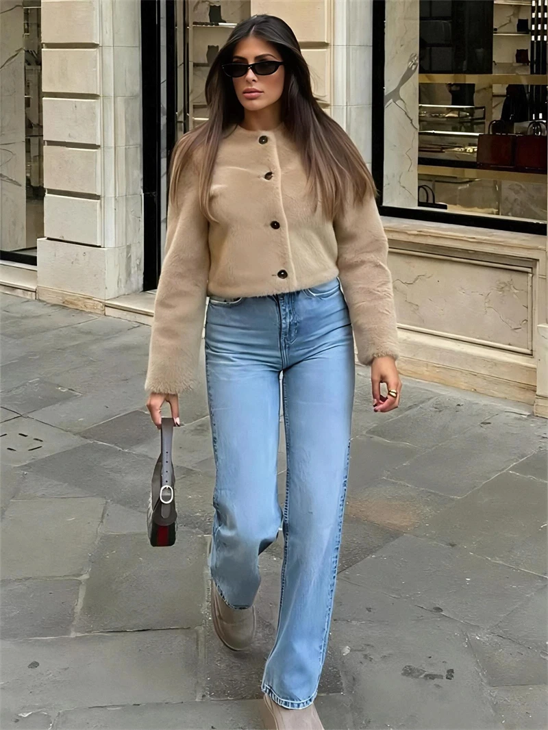 Guobioziy Women's Slim-Fit Faux Fur Coat 2026 Autumn-Winter New Style Casual Fashion Tassel Luxury Elite High-Street Rock Style