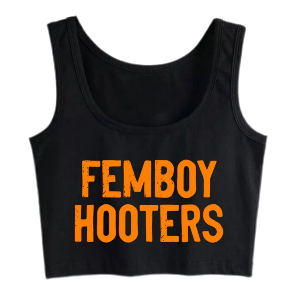 

Femboy Hooters Design Cotton Sexy Slim Fit Crop Top Street Fashion Funny Anime Style Tank Tops Girl's Naughty Sports Camisole