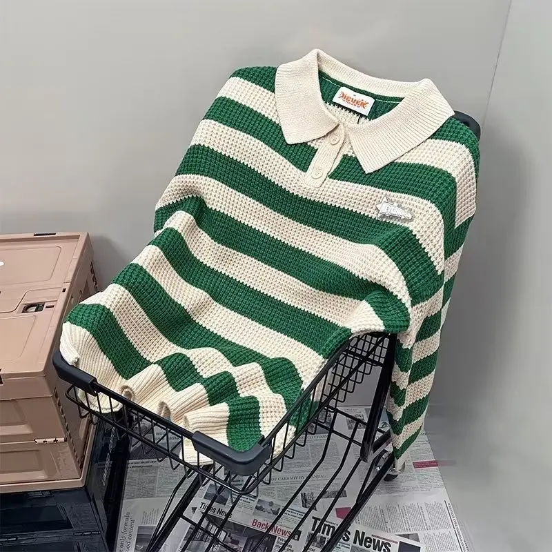 

Autumn Winter Large Size 250 Pou Japanese Sle een Stripes Sweater Men's Outerwear Soft Cozy Knitted irt Casual ...