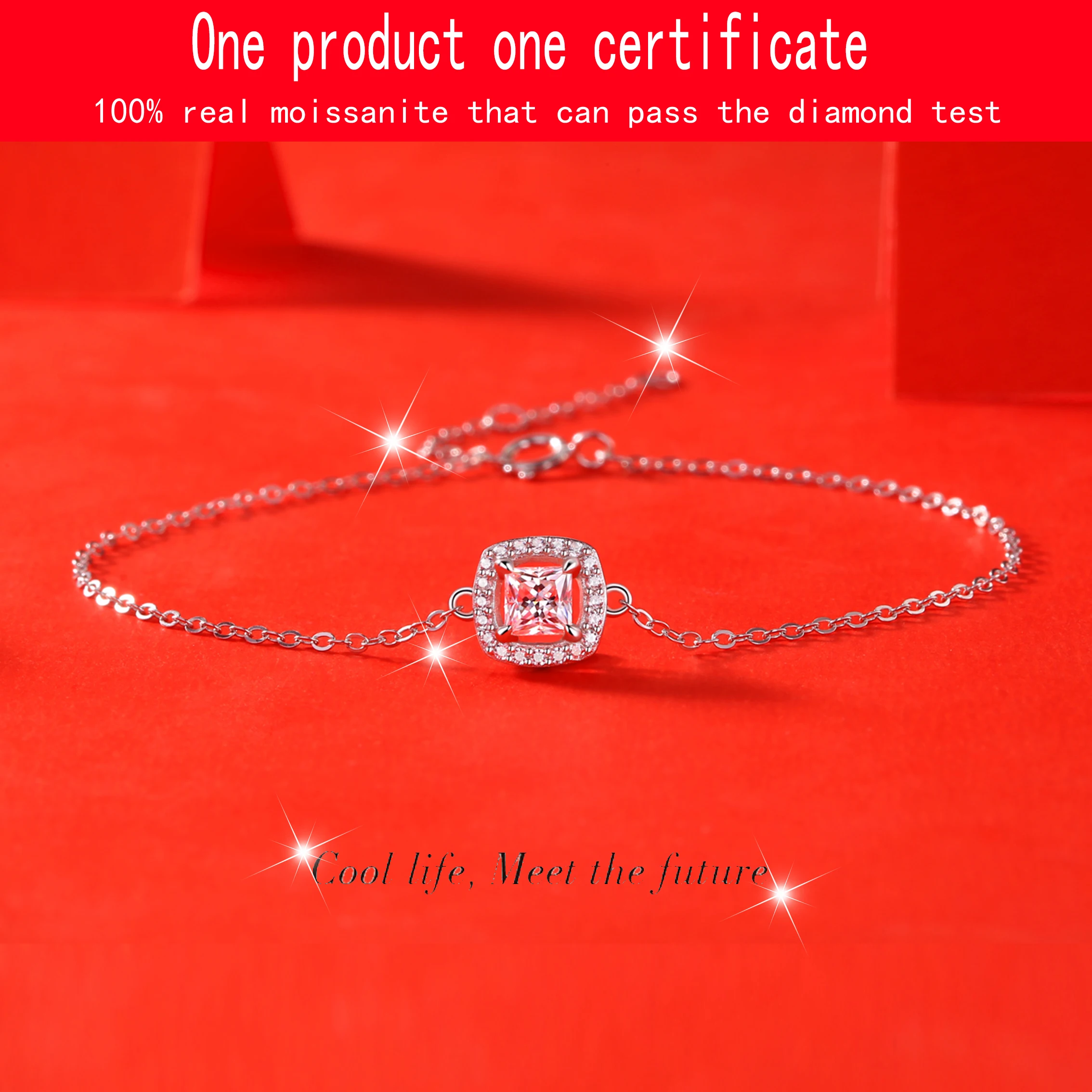 GRA Certified 0.5CT D Color Moissanite Bracelet for Women 925 Sterling Silver with Gold Plated Party Birthday Gifts Fine Jewelry