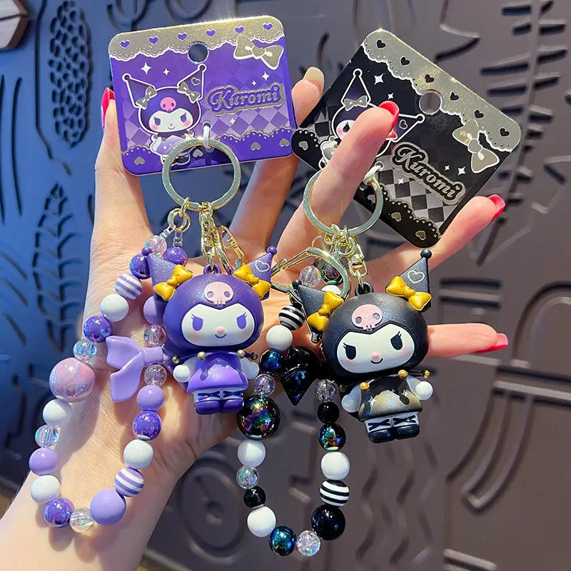 

Очаровательный брелок Hello Kitty Kuromi с бусинами и подвеской-куклой, креативный аксессуар для сумки, ключей от машины, маленькое украшение для девочек