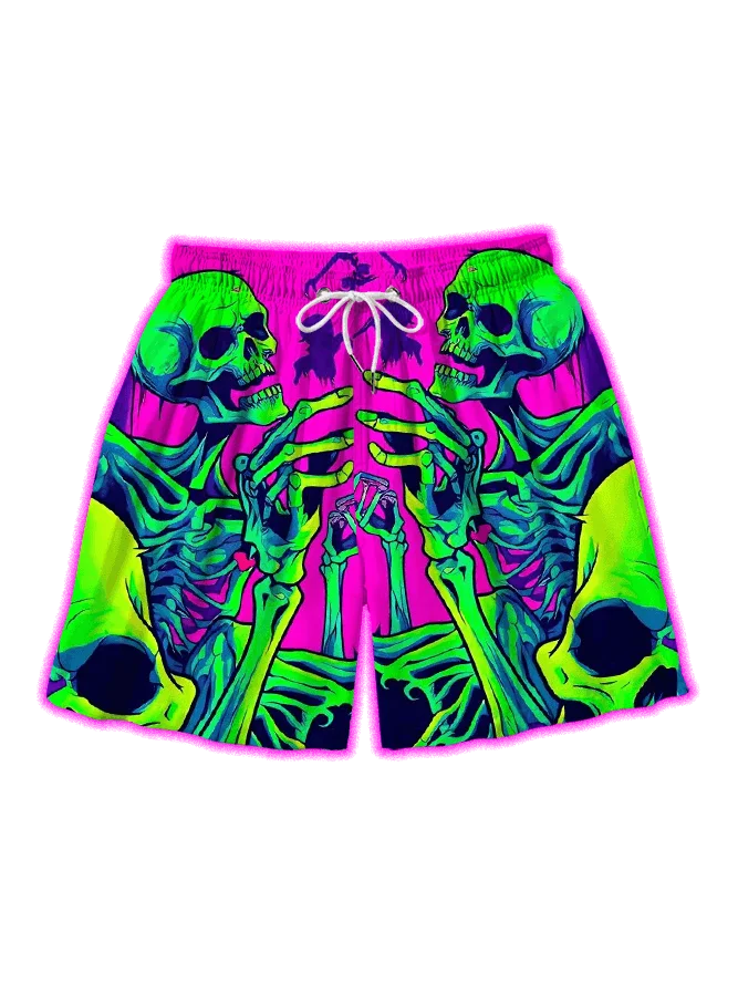 Fashionable New Holiday Party Style Beach Shorts for Men and Women in Large Size Loose Trendy Printed Halloween Shorts
