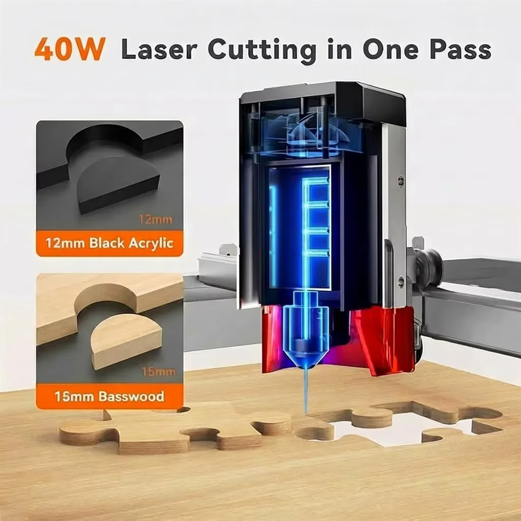 TOOCAA L2 40W Ingesloten AI Lasergraveermachine Klasse 1 Veiligheid Hoge Vermogen Desktop Hout Acryl Snijden Metaal Graveren Zakelijk