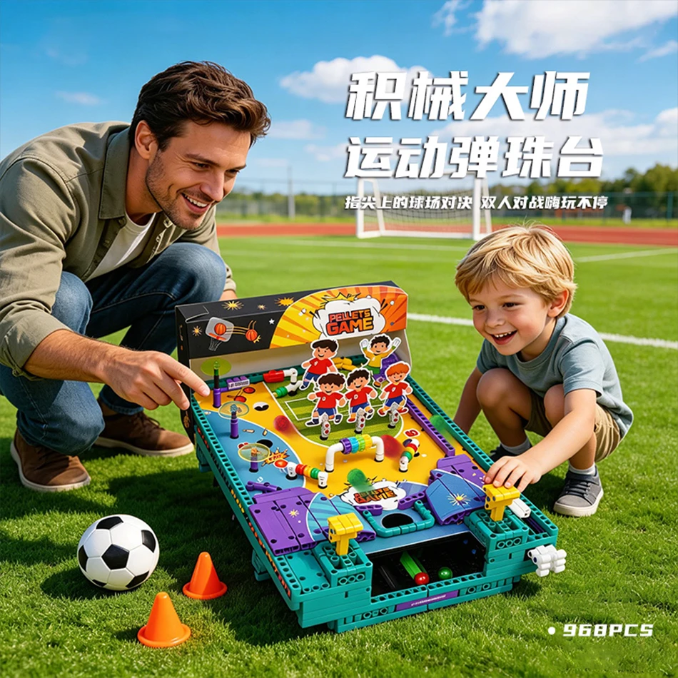 968 PCS Creative 3D Football Themed Pinball Game Model Building Block Technical Table Arcade Game Constructions Bricks Toys Gift