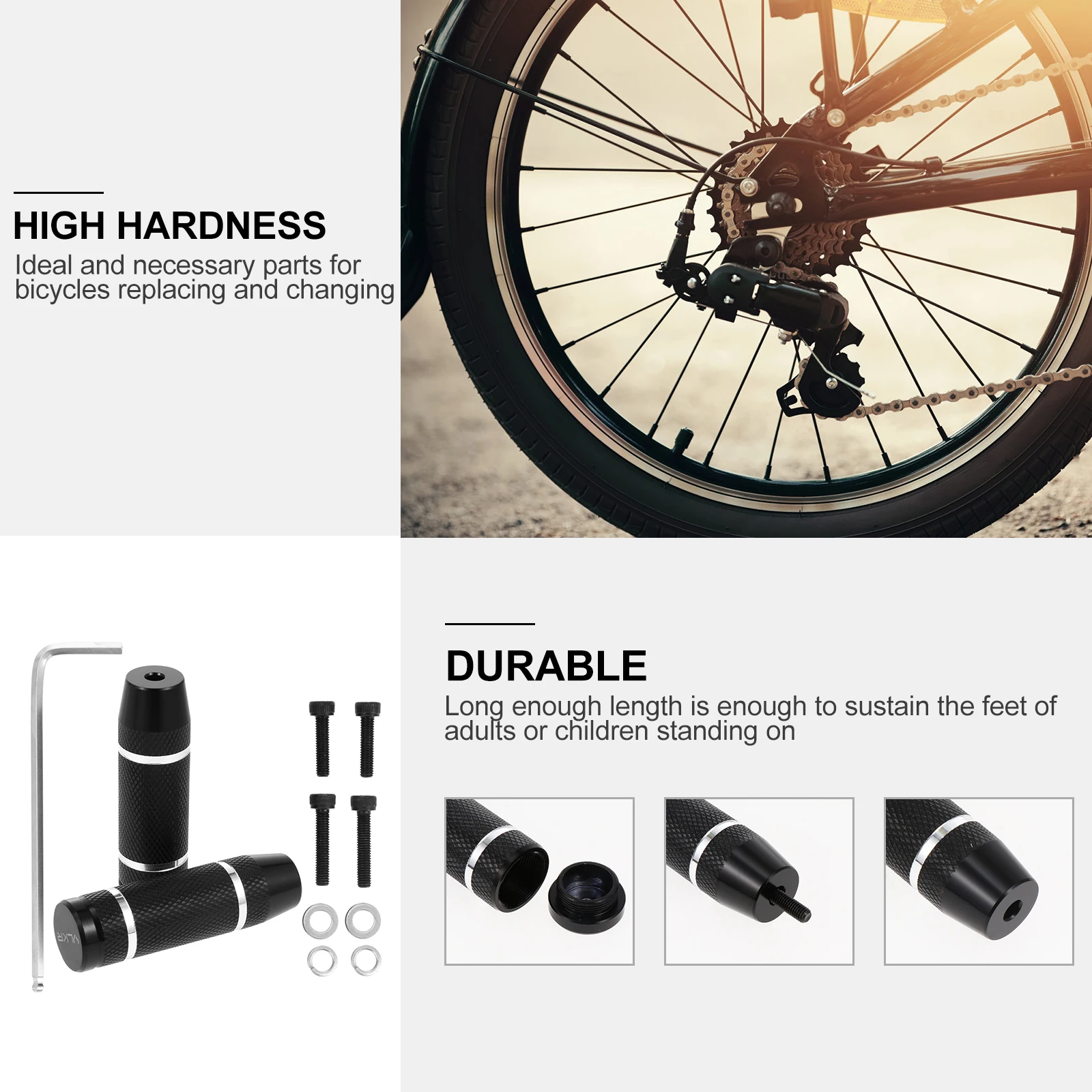 

1 Pair Aluminum Alloy Bicycle Pedals Sturdy Wear-Resistant Long Length For Adults Mountain Usual Bike Replacement