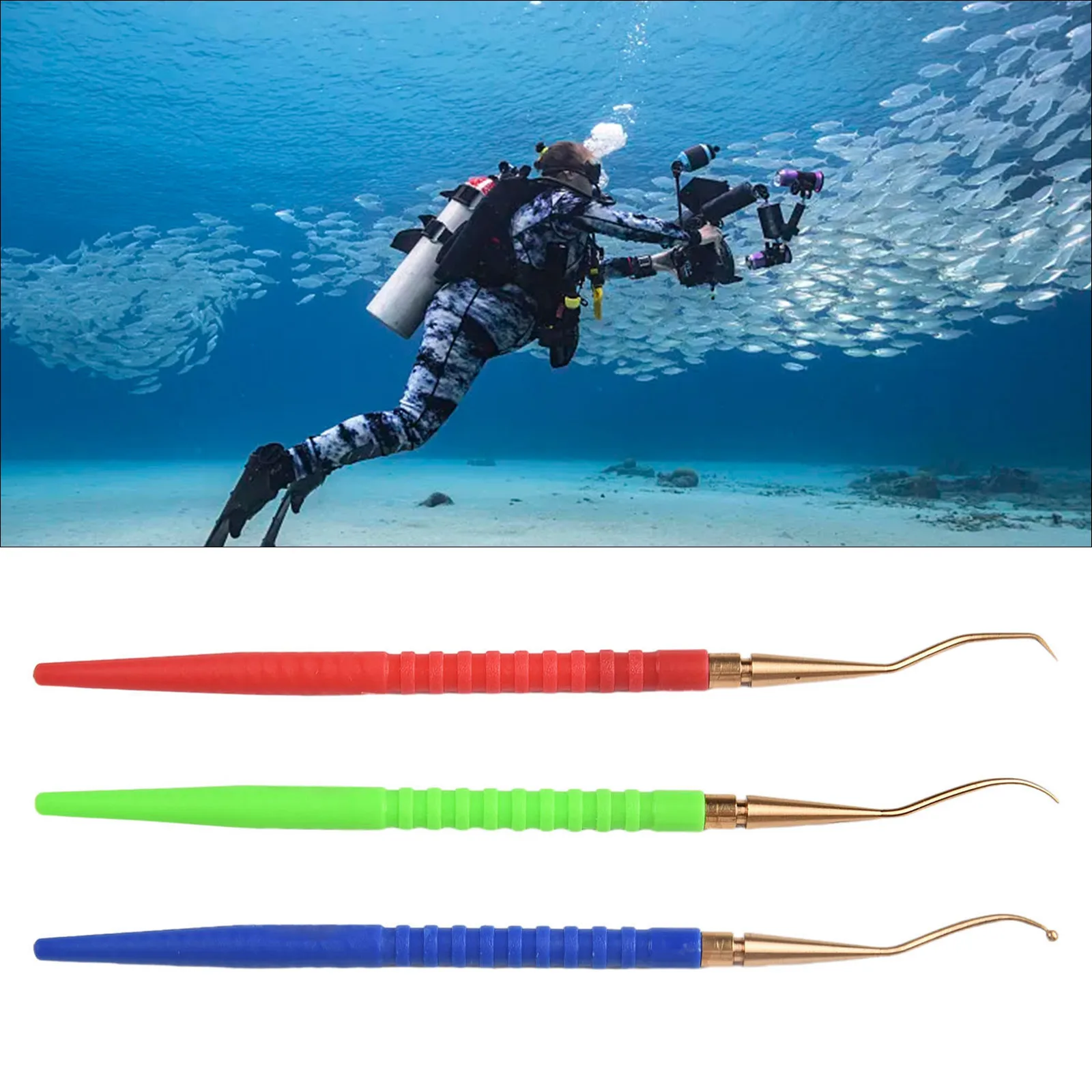 O-Ring Remover Upgrade Your Diving Gear 3Pcs Regulator Repair Tool Sets O Ring Remover Handle And Brass Pick Hooks Repair Tools