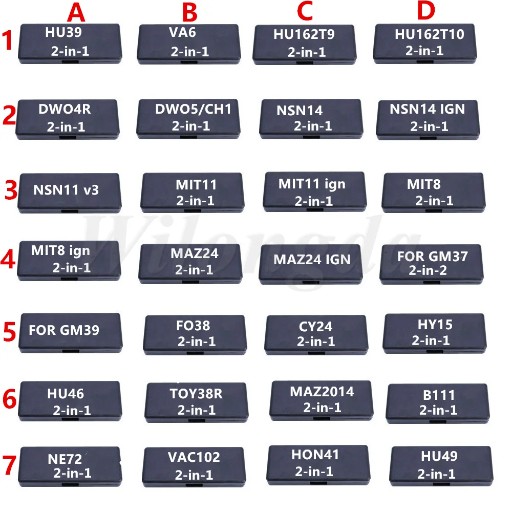 

LISHI 2 в 1 для GM37GM39 FO38 CY24 HY15 HU46 TOY38R MAZ2014 B111 NE72 VAC102 HON41 2, 4r 2, 5/CH1 NSN14 NSN11 MIT11 MIT8 MAZ24