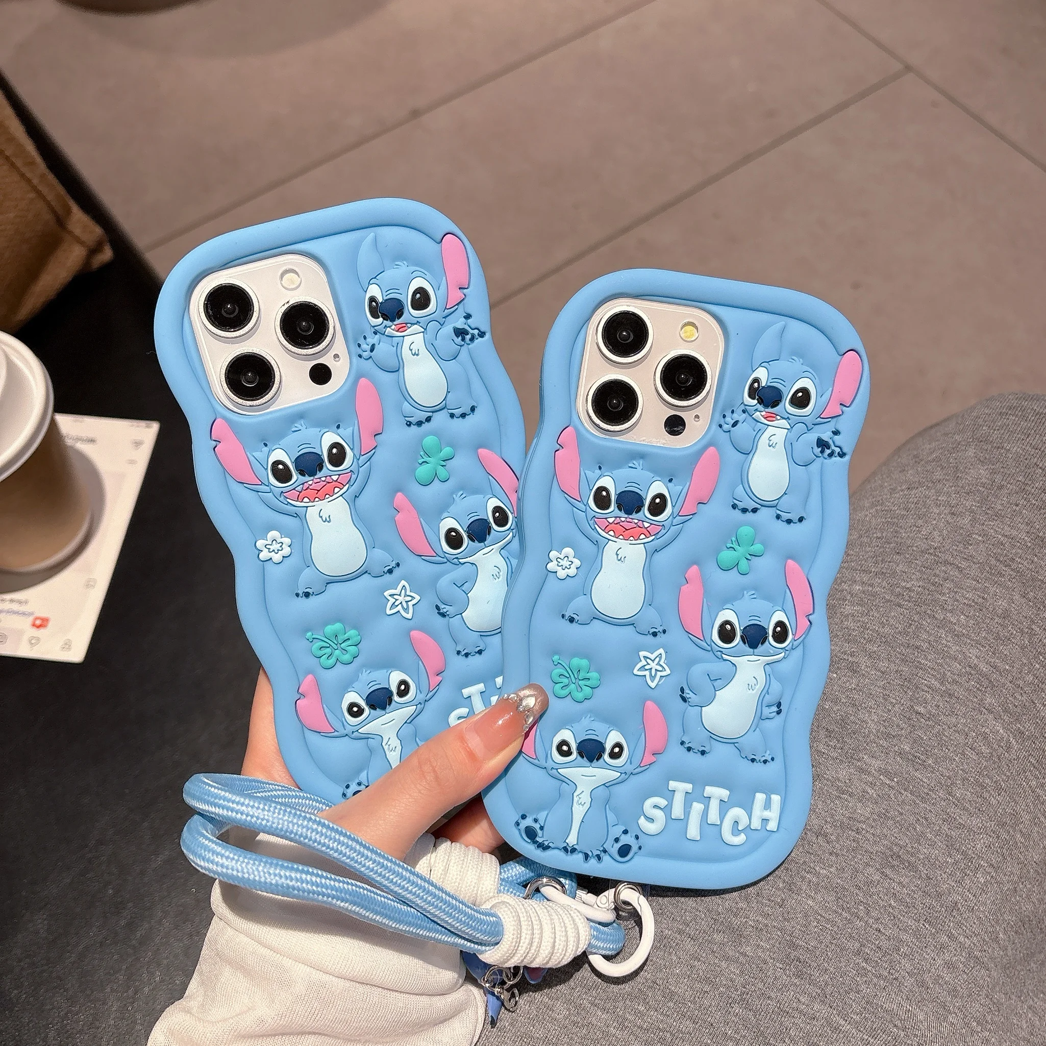 

Hot Gift Style Cute For Disney For Stitch Cartoon For IPhone 12 13 14 15 16 Pro Max Shock-proof Silicone Shell Bracket Case