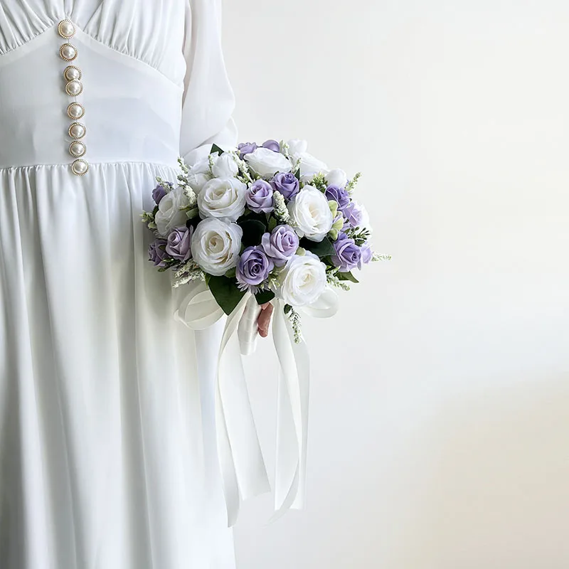 Ramo de flores de boda para damas de honor, ramillete de graduación de rosas de tela, accesorios de centro de mesa de boda