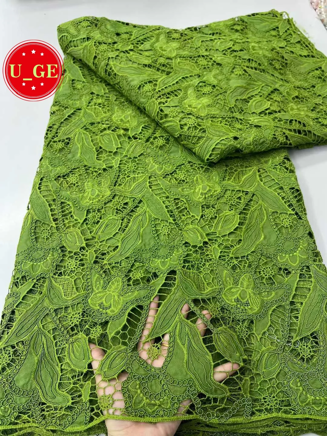 

5Yards 2025 Latest Delicate Best Quality Soft Laser Embroidered Cotton Lace fabric For Party Evening Dresses U_Ge5368