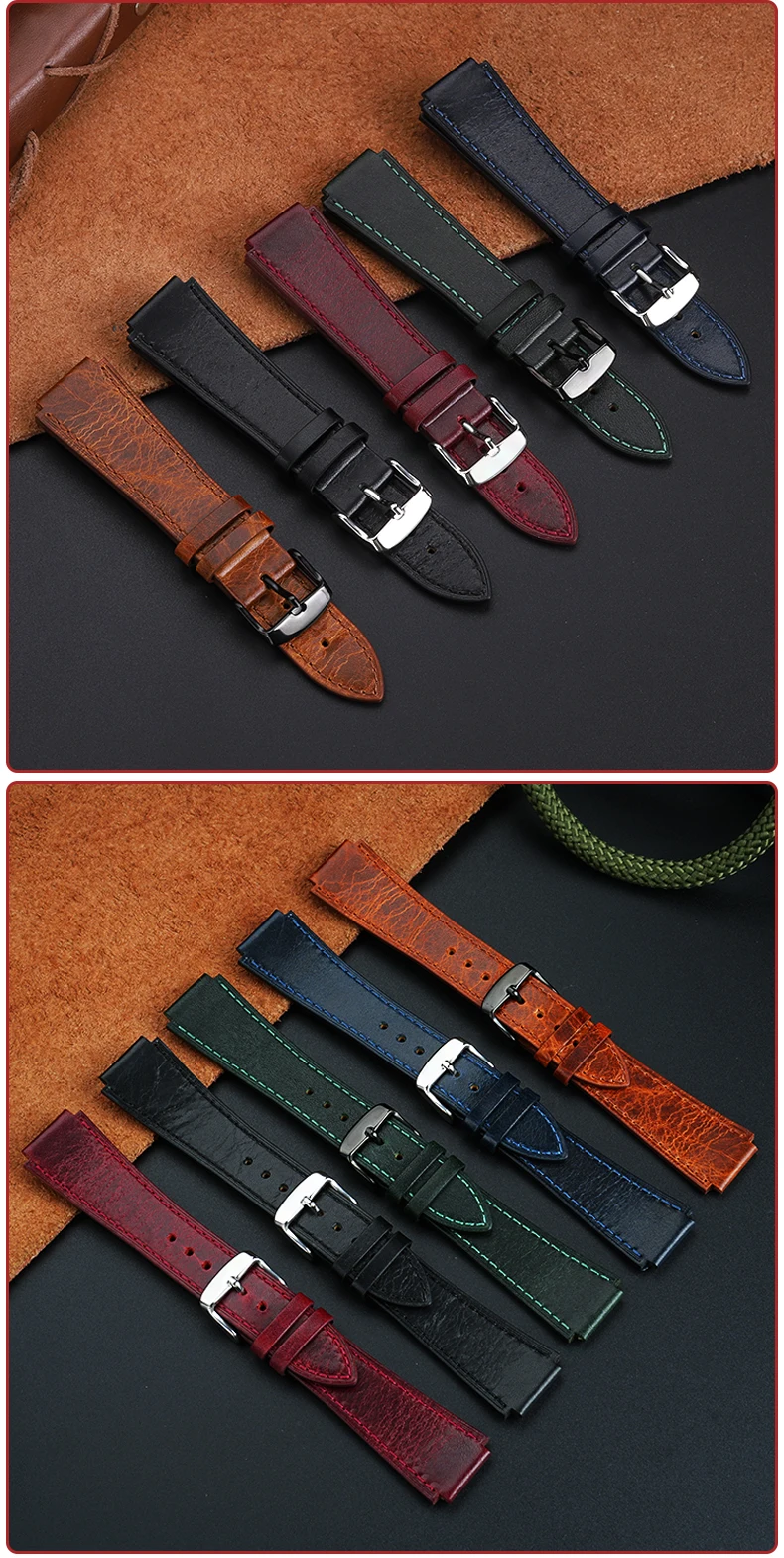 Retro-Uhrenarmband aus echtem Leder für Casio AE1200 AE1300/1000 A158W A168 W-216H, Vintage-Armband aus Rindsleder, 18 mm konvexes Uhrenarmband – Detail 13