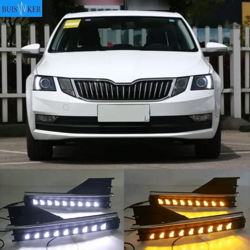 

LED Daytime Running Light For Skoda Octavia 2018 2019 Car Accessories Waterproof 12V DRL Fog Lamp Decoration