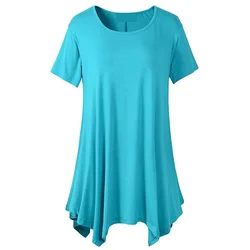 Vestido de verano de manga corta para mujer, caftán informal liso con volantes, holgado, con Bolsillos y cuello redondo, 5XL