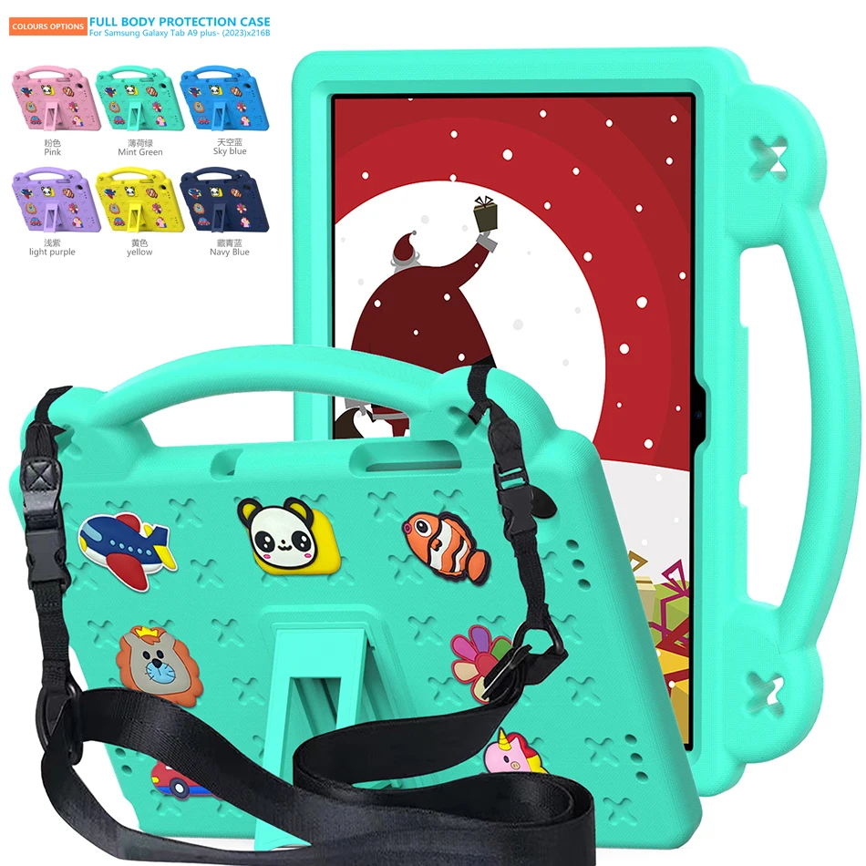 

Легкий ударопрочный чехол из ЭВА для Samsugn Galaxy Tab A9 Plus 11 дюймов X218 X216 X210, безопасная задняя крышка для детей с плечевым ремнем