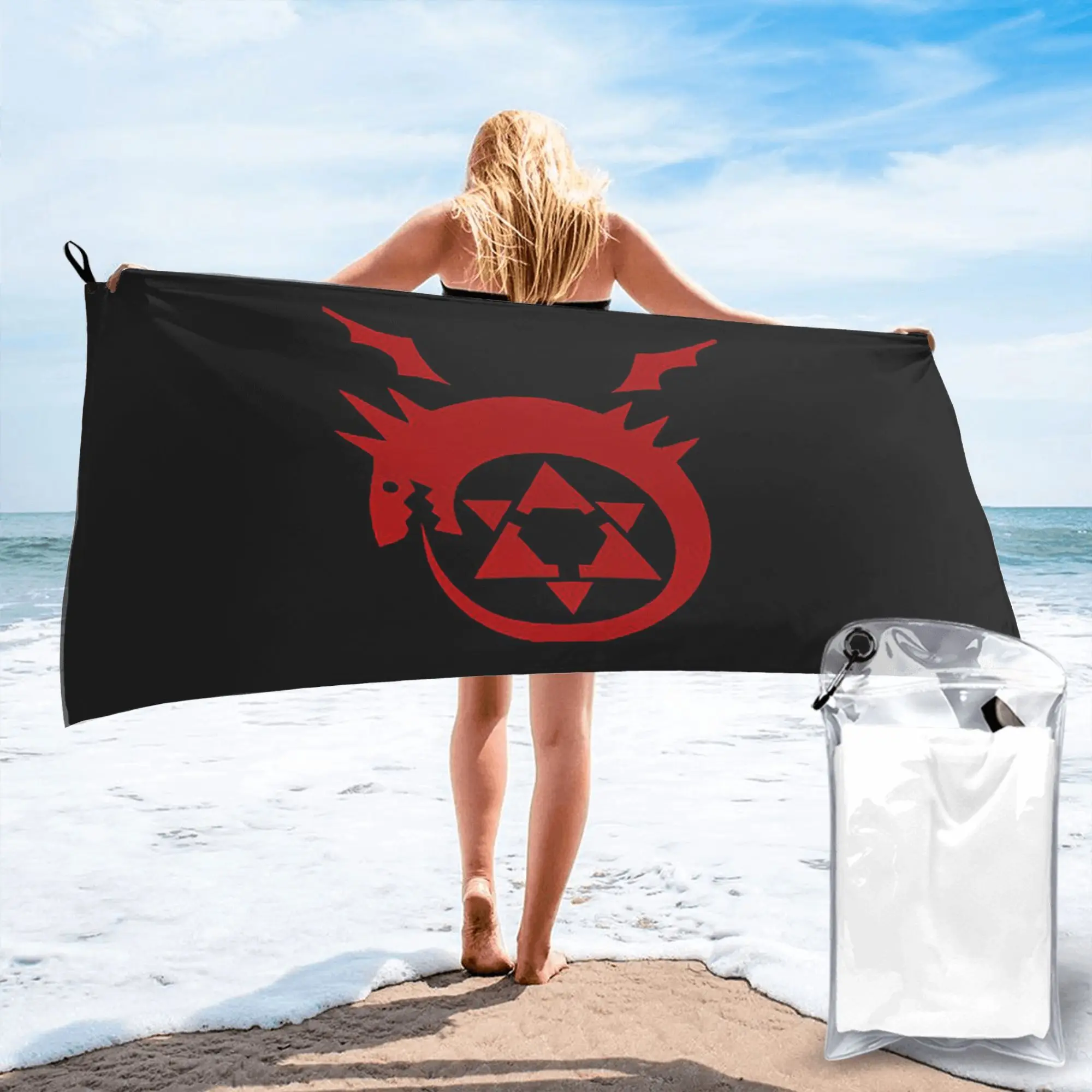 Fullmetal Alchemist ouroboros homunculus symbol Beach Towel Soft Microfiber Quick Dry Absorbent Quick Towels For Bath