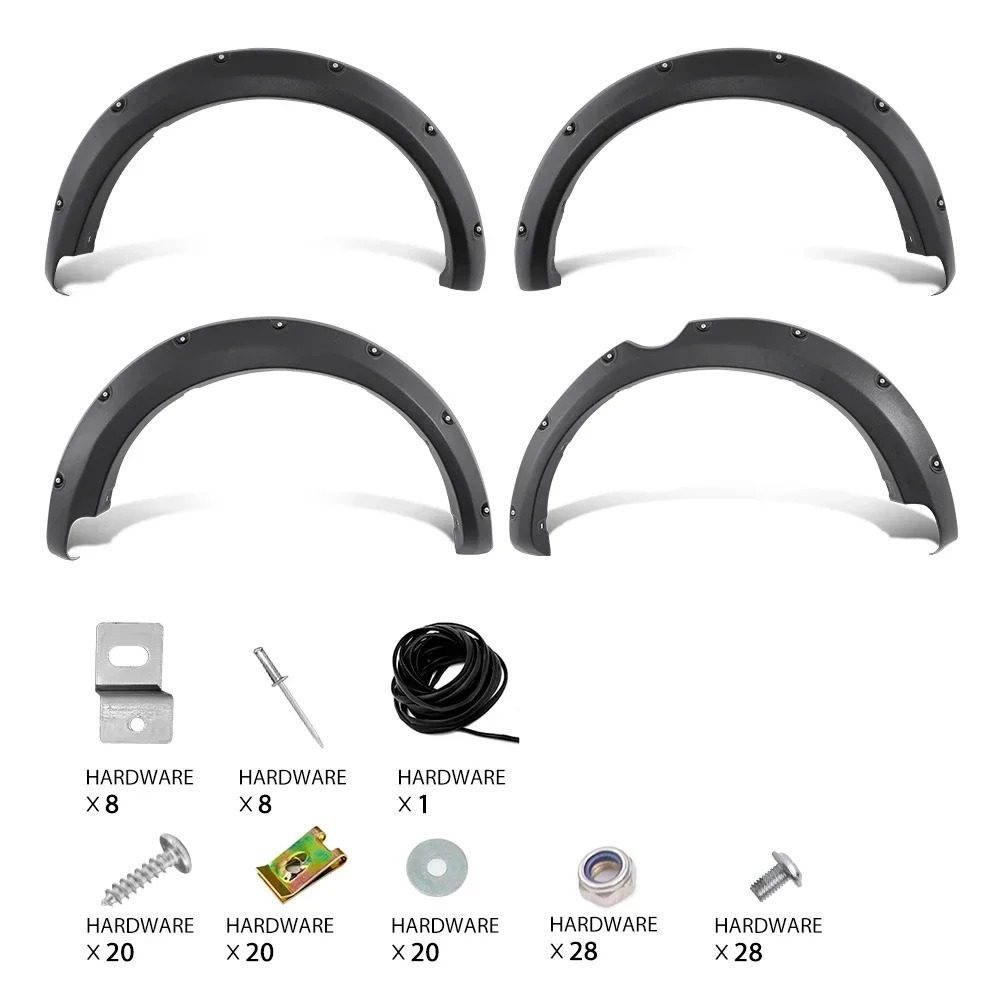 Fender Flares Wheel Arch Mudguards for Mitsubishi L200 Montero Triton 2006 2007 2008 2009 2010 2011 2012 2013 2014 Matt Black