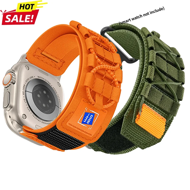Image of Taktische Sportbänder für Apple Watch Ultra 2 Serie 10 9 8 7 6 5 SE Nylon Trail Armband für IWatch 49mm 45mm 38 44mm 42mm Armband
