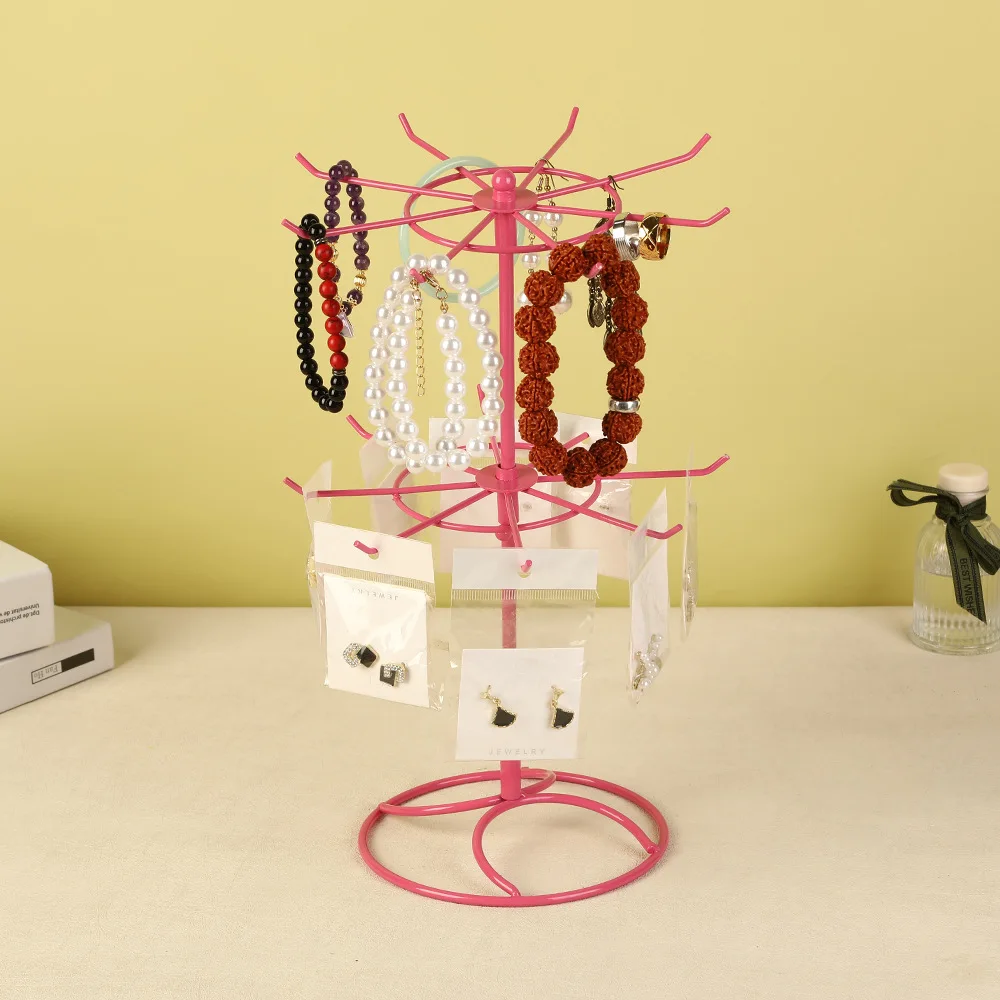 Doppelschichtiger Kunst-Schmuckständer aus Eisen für Nachtstraßenverkäufer, kleine Waren, Armbänder, Ohrringe, Halsketten, Regal