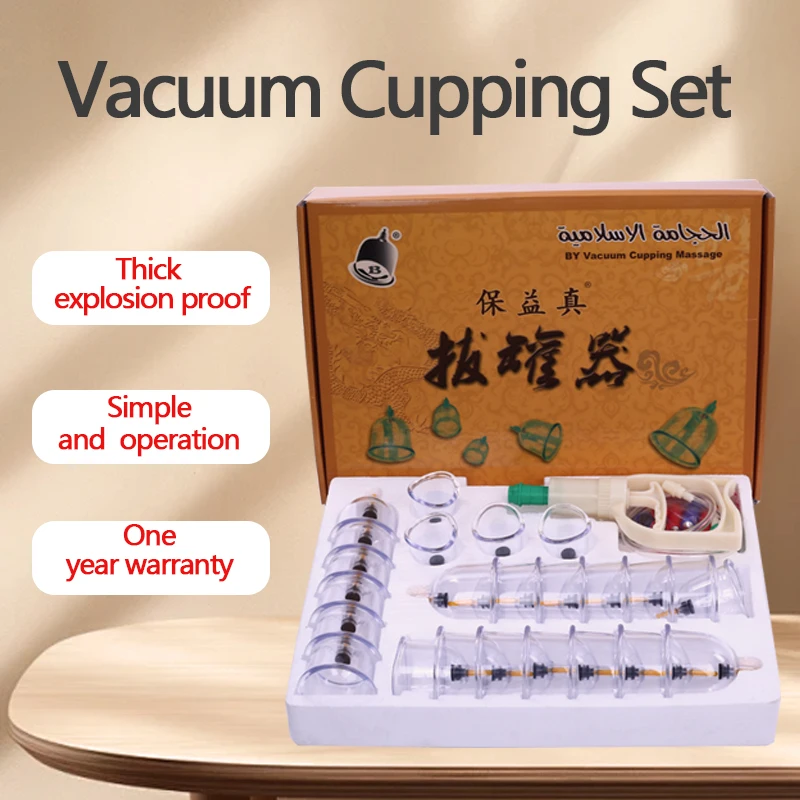 24 pcs Vacuum Cupping Body Massager Suction Cups Jar Set Plastic Vacuum Suction Cupping Set Cans for Shoulder Body Massage Care