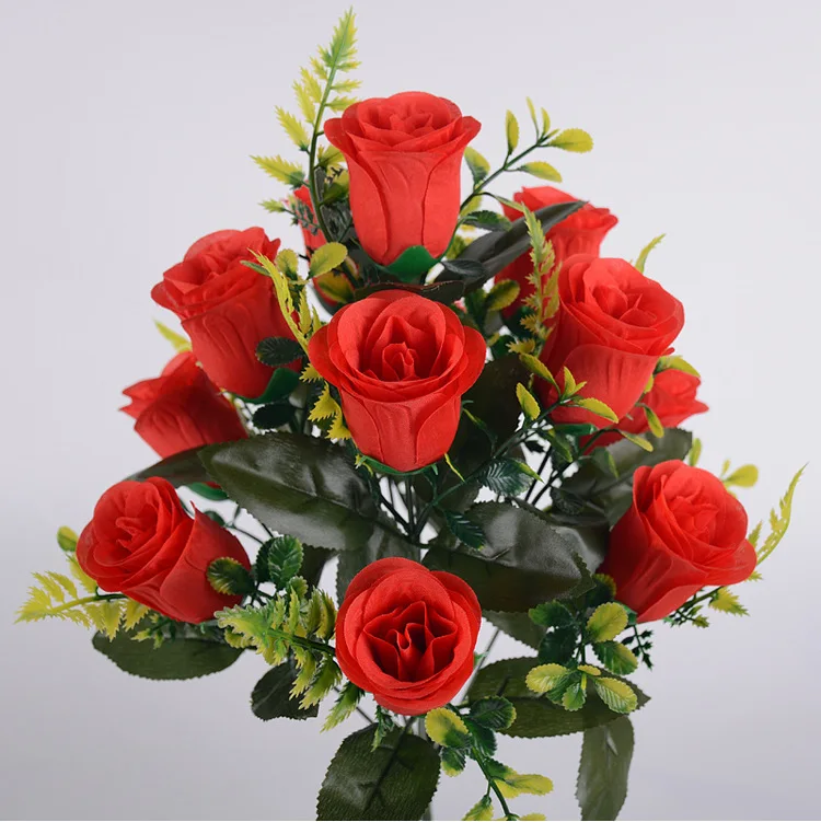 43 cm Rosen-Seidenstrauß, künstliche Rosen, 12 Köpfe, Braut, Hochzeit, Zuhause, Party, Dekoration, künstliche Blumen, künstliche Blumen – Detail 6