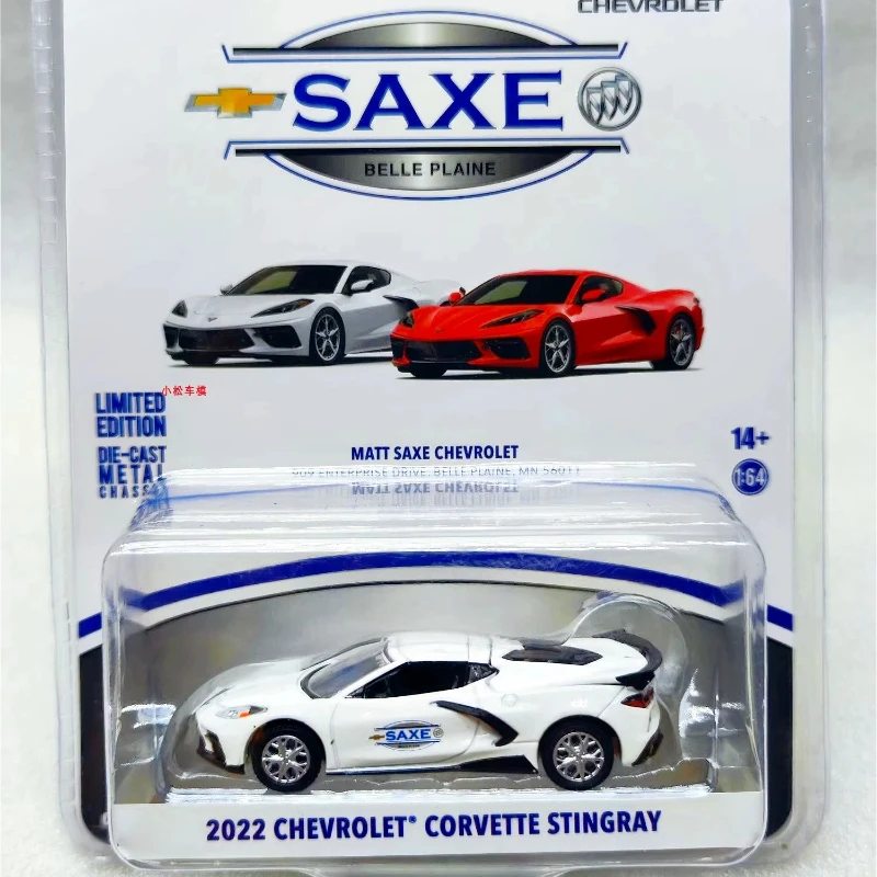 

Модель из сплава Greenlight 1:64 MIni 2022, Lancorvette Stingray-MATT SAXE CHEVROLET, белая коллекция, подарки для хобби
