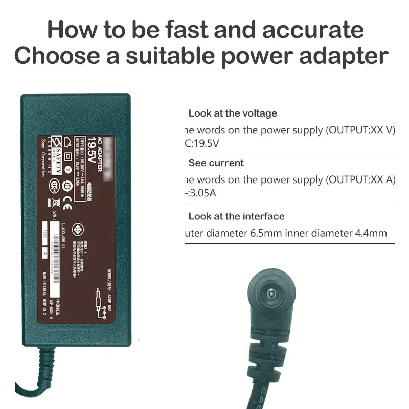 Baru 19.5V 3.05A 6.5*4.4Mm AC Adaptor untuk Sony ACDP-060E02 KLV-32EX330 TV LCD Kabel Adaptor Daya