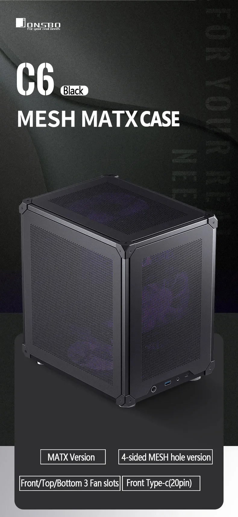 Корпус для мини-настольного ПК JONSBO C6 ITX/MATX для дома/офиса, поддержка интерфейса типа C