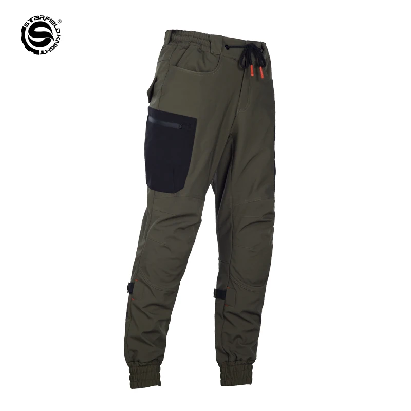 SFK Motorcycle Riding Pants Army Green Winter Warm Men's Trousers Splash Proof Water With CE Armor Protective Gears Accessories