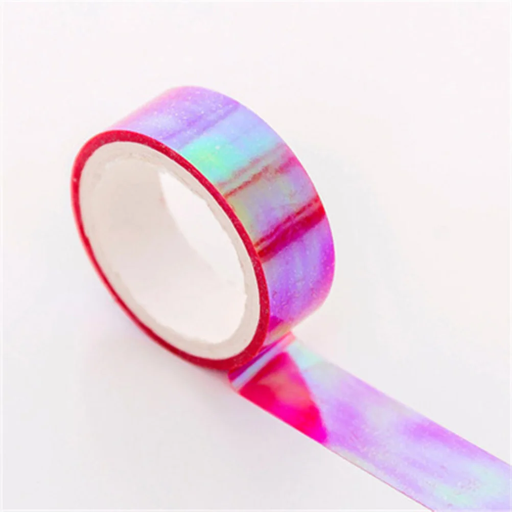 

12 Rolls Rainbow Film Tape Waterproof Adhesive Stationery Scrapbooking Bright PE Tape High Viscosity Gift Wrapping Student Art