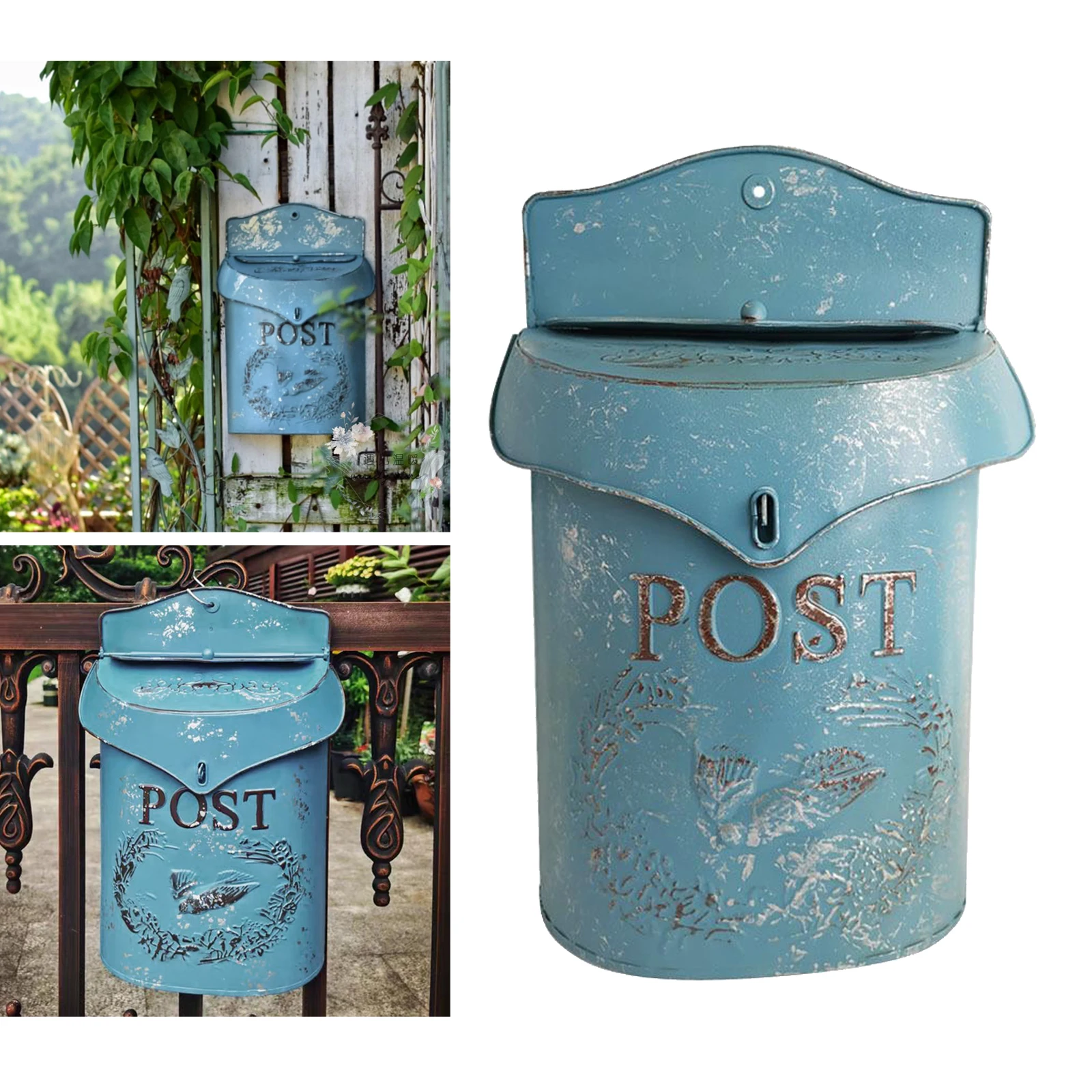 Vintage European Rural Pastoral Style Wall Mount Mailbox Farmhouse Post Creative Newspaper Letter Box Waterproof Garden Decor