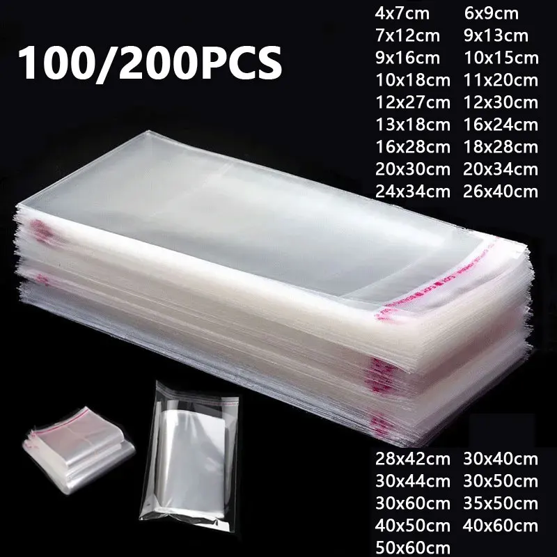 OPP Self Sealing Transparent Plastic Clothes Bags Cellophane Self-Adhesive Packaging Jewelry Candy Cookies Gift Packaging Bags