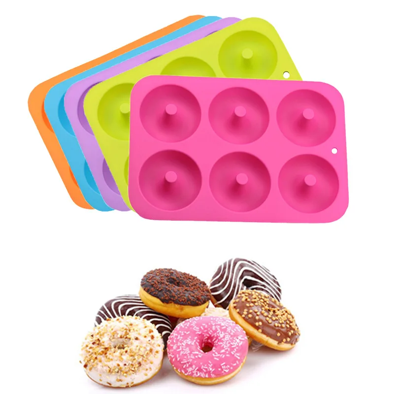 6in1 Donuts Silicone Mold DIY Baking Round Cake Handmade Doughnut Baking Tools Donuts Making Supplies