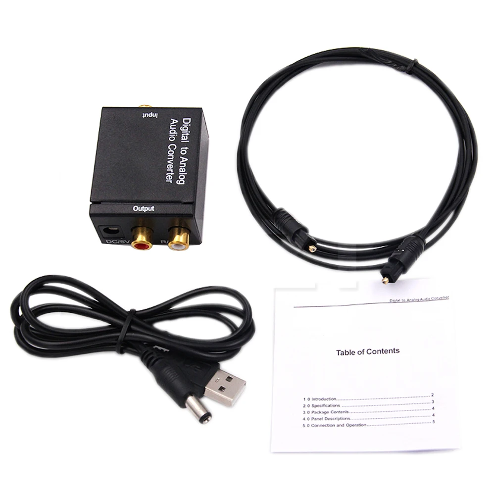 Digital to Analog Audio Converter Optical Fiber Coaxial Signal to Analog DAC Spdif Stereo 3.5MM Jack 2*RCA Amplifier Decoder