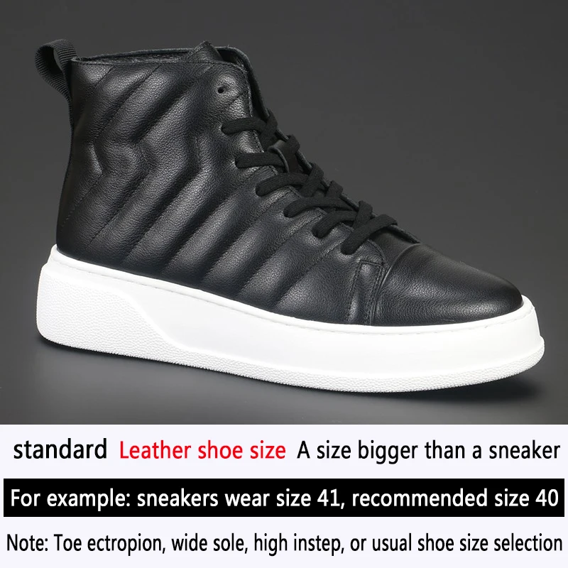 Men\'s Shoes Cowhide Breathable Platform Shoes Trend High Top Casual Board Shoes British Fashion Sports Comfortable Men\'s Fashion